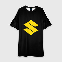 Платье клеш для девочки Suzuki logo yellow, цвет: 3D-принт