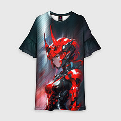 Платье клеш для девочки Девушка в кибернетической броне с рогами, цвет: 3D-принт