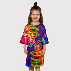 Платье клеш для девочки Абстрактные волнистые линии, цвет: 3D-принт — фото 2