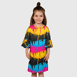 Платье клеш для девочки Стекающие краски, цвет: 3D-принт — фото 2
