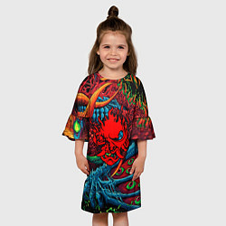 Платье клеш для девочки Samurai logo cyberpunk, цвет: 3D-принт — фото 2