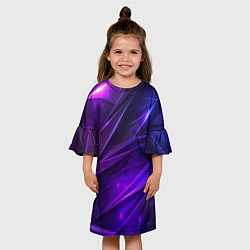 Платье клеш для девочки Фиолетовая объемная неровная текстура, цвет: 3D-принт — фото 2