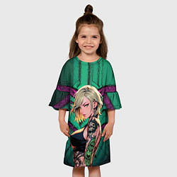 Платье клеш для девочки Девушка на мятном фоне, цвет: 3D-принт — фото 2