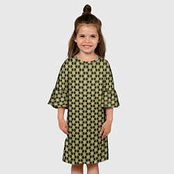Платье клеш для девочки Паттерн сетчатый с черными шестигранниками, цвет: 3D-принт — фото 2