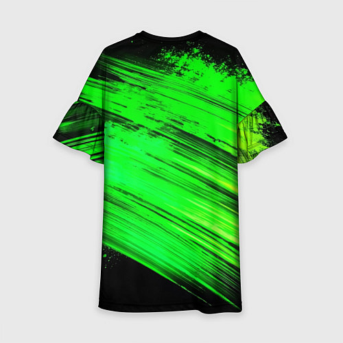 Детское платье Самурай яркий зеленый фон / 3D-принт – фото 2