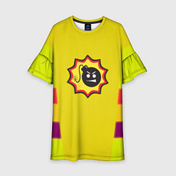 Платье клеш для девочки Serious Sam logo - yellow geometry, цвет: 3D-принт