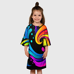 Платье клеш для девочки Joy wave - ai art fantasy, цвет: 3D-принт — фото 2