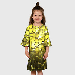Платье клеш для девочки Золотые соты, цвет: 3D-принт — фото 2