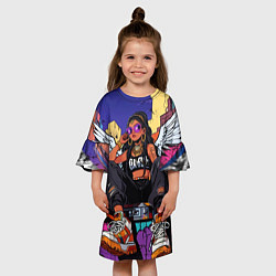 Платье клеш для девочки Городской ангел - urban style, цвет: 3D-принт — фото 2