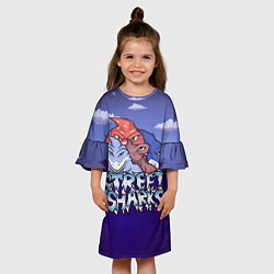 Платье клеш для девочки Street sharks - Городские Уличные Акулы, цвет: 3D-принт — фото 2