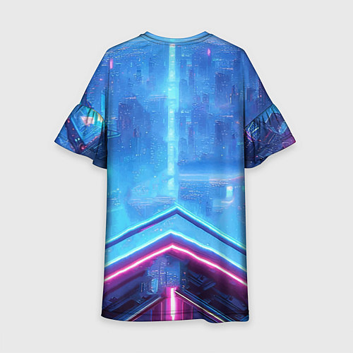 Детское платье Прикольный Пикачу на крыше небоскрёба - нейроарт / 3D-принт – фото 2