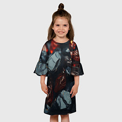 Платье клеш для девочки Темные блестящие абстрактные камни, цвет: 3D-принт — фото 2