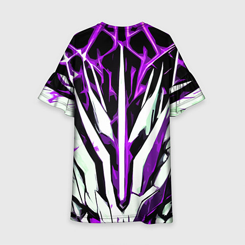 Детское платье Чёрный фон, фиолетово-белая абстракция / 3D-принт – фото 2