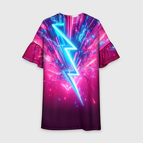 Детское платье Неоновая молния - нейроарт фантазия / 3D-принт – фото 2