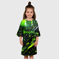 Платье клеш для девочки Deadlock logo зеленая абстракция, цвет: 3D-принт — фото 2