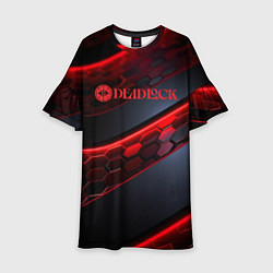 Платье клеш для девочки Deadlock logo красные соты и неон, цвет: 3D-принт