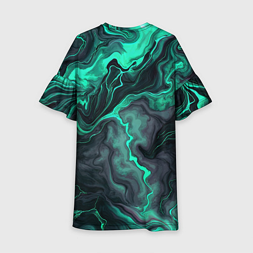 Детское платье Бирюзовый мрамор на черном фоне / 3D-принт – фото 2