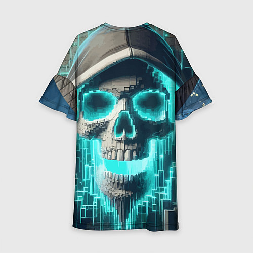 Детское платье Скелет в балахоне - граффити кибер-хакер / 3D-принт – фото 2