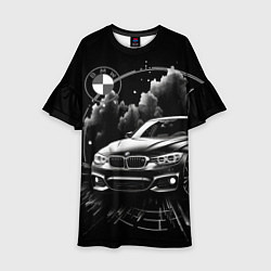 Платье клеш для девочки BMW абстрактный стиль, цвет: 3D-принт