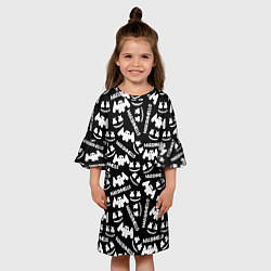 Платье клеш для девочки Marshmello pattern music, цвет: 3D-принт — фото 2