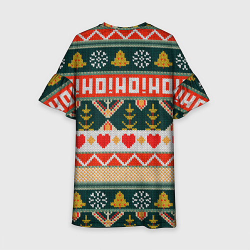 Детское платье Новогодняя вязанная текстура ho-ho / 3D-принт – фото 2