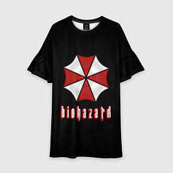 Платье клеш для девочки Biohazard logo, цвет: 3D-принт