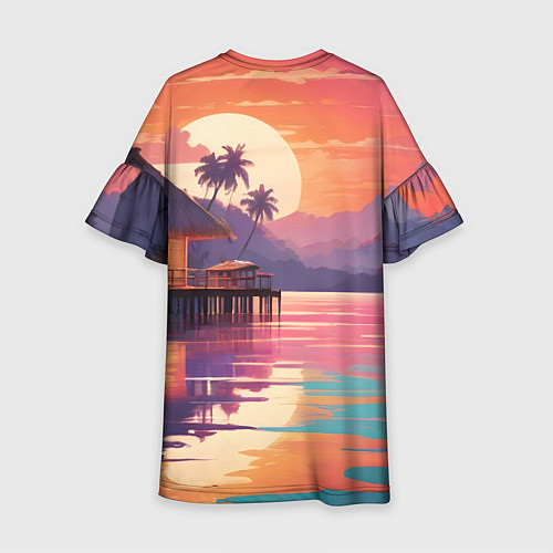 Детское платье Летний домик пальмы закат / 3D-принт – фото 2