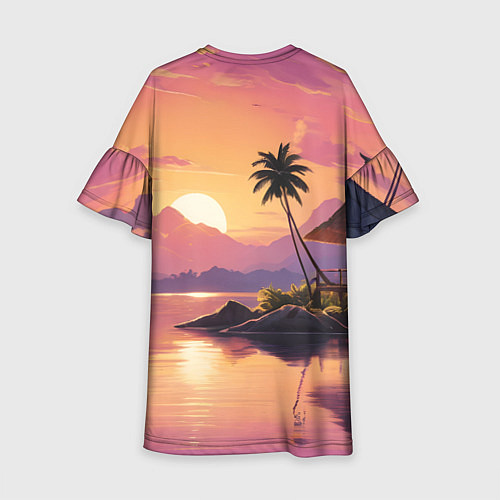 Детское платье Домик на берегу закат / 3D-принт – фото 2