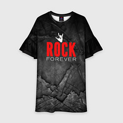 Платье клеш для девочки Rock forever on black, цвет: 3D-принт