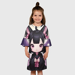 Платье клеш для девочки Куроми цветы, цвет: 3D-принт — фото 2