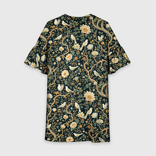 Детское платье Узор с птицами зеленый / 3D-принт – фото 2