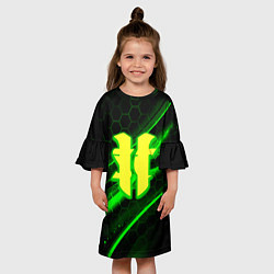 Платье клеш для девочки Starcraft 2 кислотные соты линии, цвет: 3D-принт — фото 2