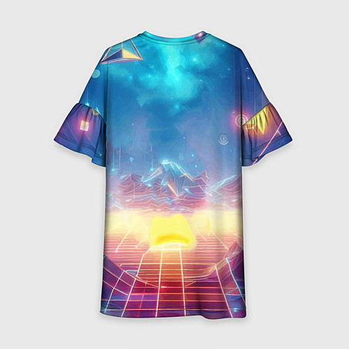 Детское платье Funny Pikachu - vaporwave / 3D-принт – фото 2
