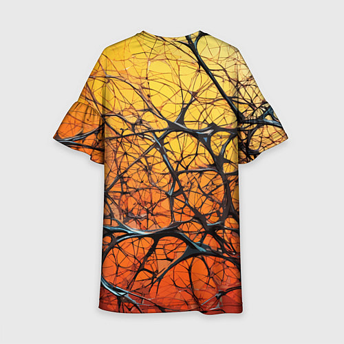 Детское платье Чёрные волокна и жёлтый градиент абстракция / 3D-принт – фото 2