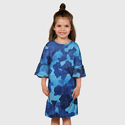 Платье клеш для девочки Синий камуфляж, цвет: 3D-принт — фото 2