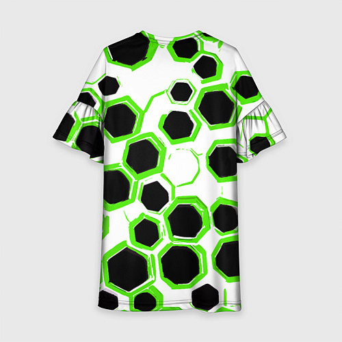 Детское платье Чёрно-зелёные шестиугольники на белом фоне / 3D-принт – фото 2