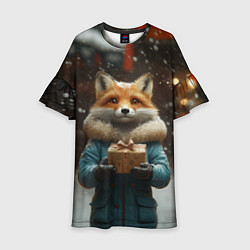 Платье клеш для девочки Лиса с подарком, цвет: 3D-принт