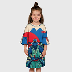 Платье клеш для девочки Ретро самурай, цвет: 3D-принт — фото 2