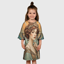 Платье клеш для девочки Красивая девушка ар-нуво, цвет: 3D-принт — фото 2