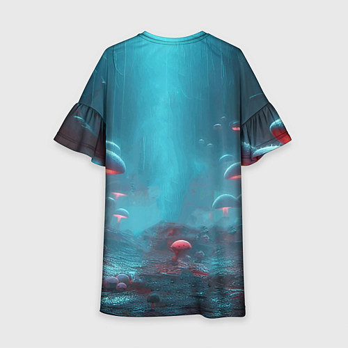 Детское платье Морти и Рик в сказочном неоновом грибном лесу / 3D-принт – фото 2