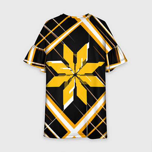 Детское платье Жёлто-белая звезда и полосы на чёрном фоне / 3D-принт – фото 2