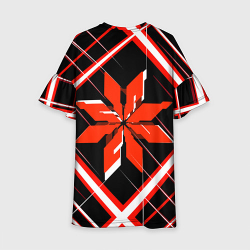 Детское платье Красно-белая звезда и полосы на чёрном фоне / 3D-принт – фото 2