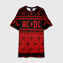 Платье клеш для девочки ACDC christmas sweater, цвет: 3D-принт