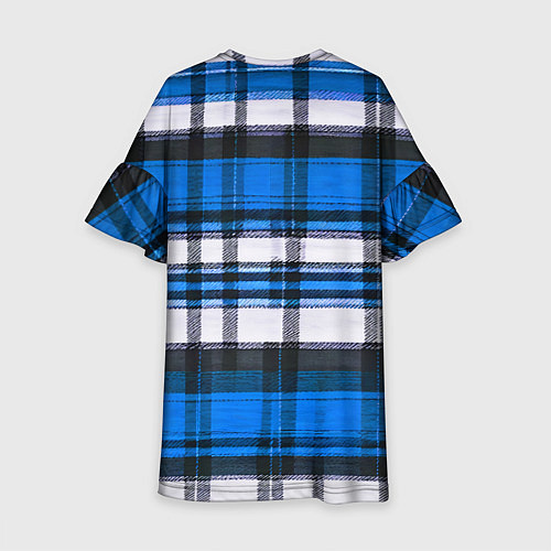 Детское платье Сине-белая ткань в клетку / 3D-принт – фото 2