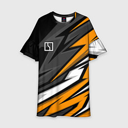 Платье клеш для девочки Zeekr - orange colors, цвет: 3D-принт