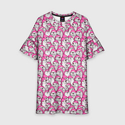 Платье клеш для девочки Выдры новогодние, цвет: 3D-принт