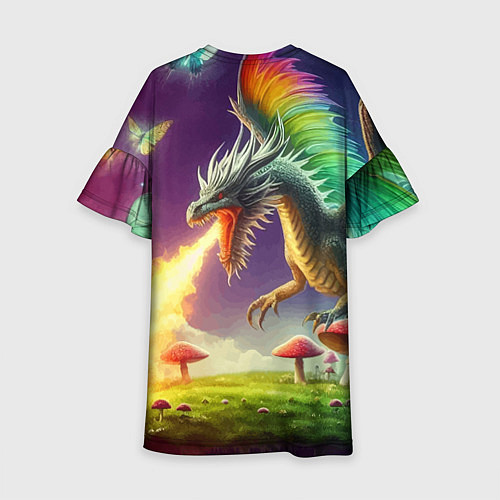 Детское платье Огнедышащий дракон на грибной поляне / 3D-принт – фото 2
