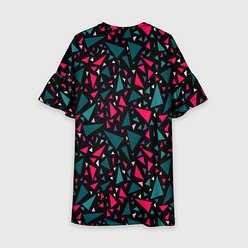 Детское платье Синие красные треугольники на черном фоне / 3D-принт – фото 2