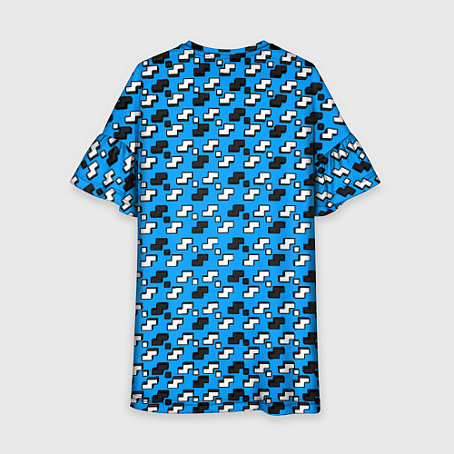 Детское платье Чёрно-белые фигуры на синем фоне / 3D-принт – фото 2