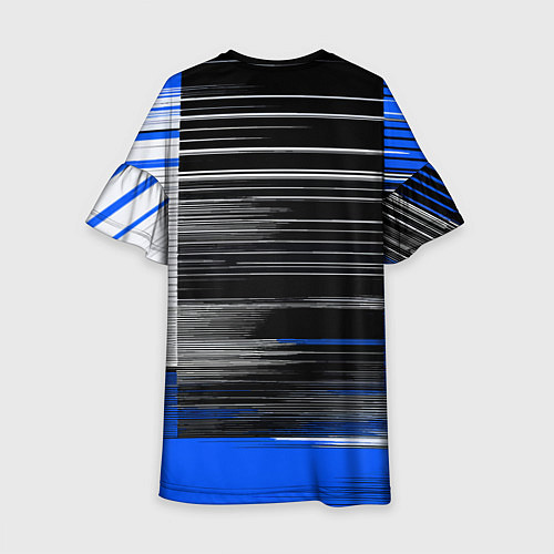 Детское платье Белые вертикальные полосы на чёрно-синем фоне / 3D-принт – фото 2